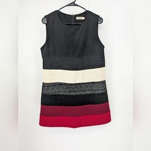 KBJR Women's Striped Sleeveless Dress - Black, Cream, Red